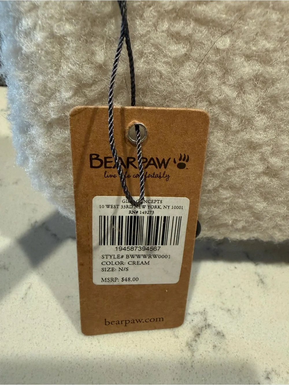 BearPaw Cream Sherpa Wristlet Clutch with Gold Plaque